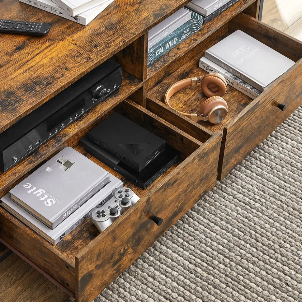 Discount SONGMICS Meuble rangement 2 tiroirs Marron Rustique