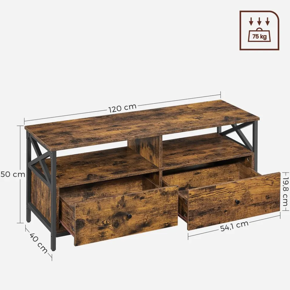 Discount SONGMICS Meuble rangement 2 tiroirs Marron Rustique