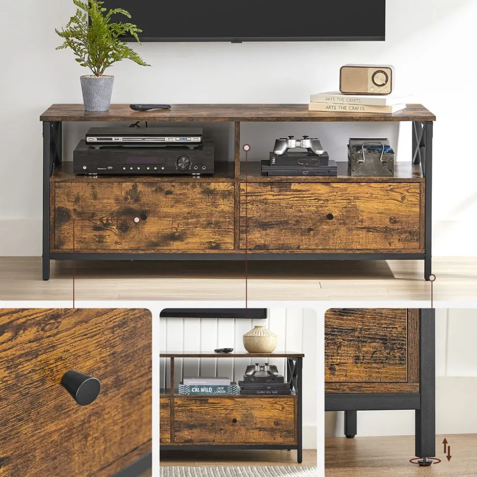 Discount SONGMICS Meuble rangement 2 tiroirs Marron Rustique