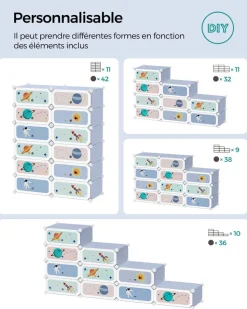 Store SONGMICS Meuble Rangement Enfant 16 Cubes