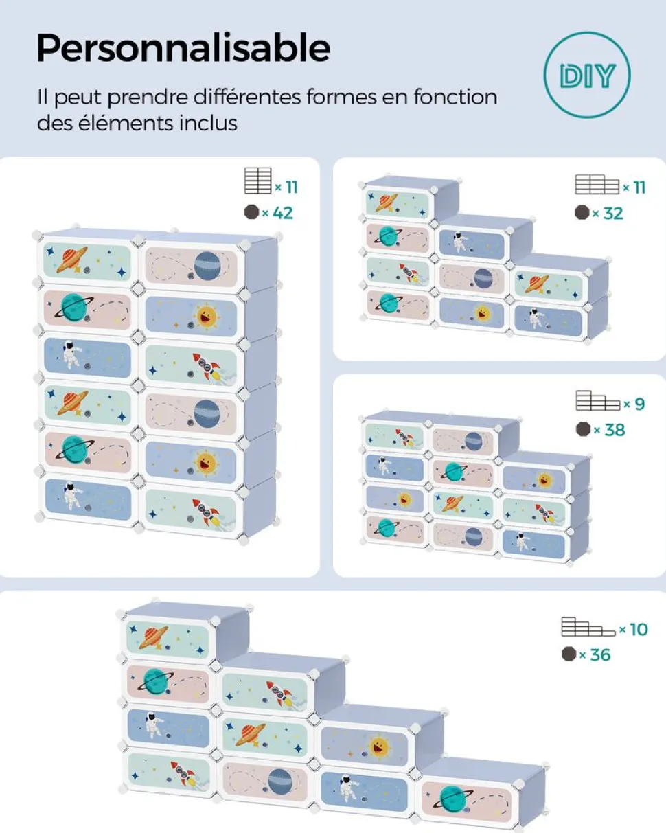 Store SONGMICS Meuble Rangement Enfant 16 Cubes