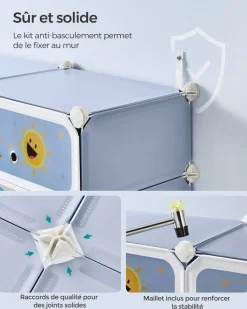 Store SONGMICS Meuble Rangement Enfant 16 Cubes
