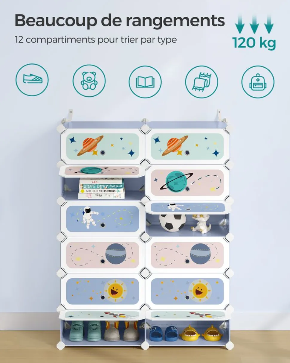 Store SONGMICS Meuble Rangement Enfant 16 Cubes