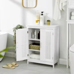 Hot SONGMICS Meuble salle de bain effet marbre Blanc