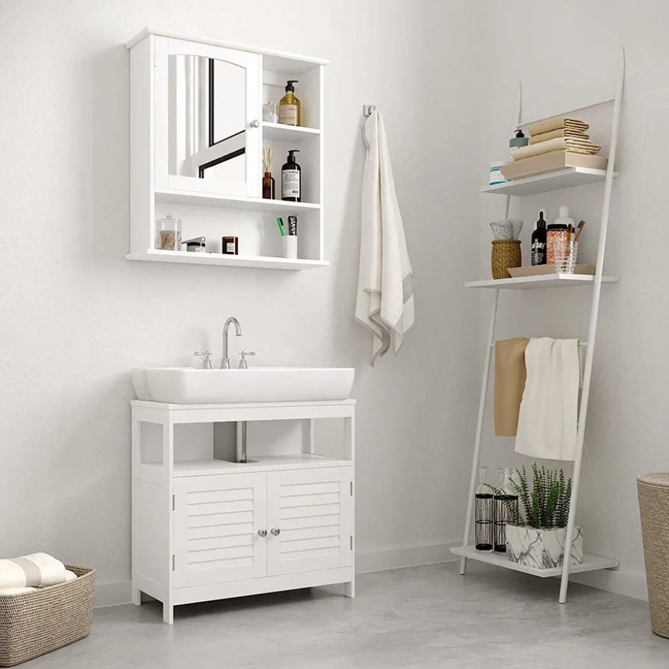 Clearance SONGMICS Meuble salle de bain tiroir Blanc