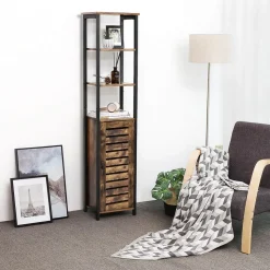 Outlet SONGMICS Meuble sous lavabo 60 x 30 x 60 cm avec cadre en acier marron rustique et noir