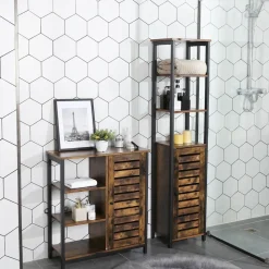 Outlet SONGMICS Meuble sous lavabo 60 x 30 x 60 cm avec cadre en acier marron rustique et noir