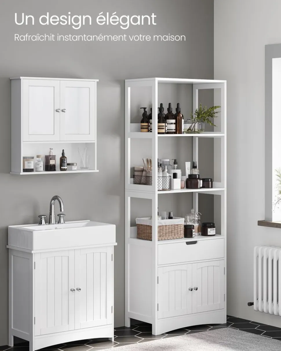 New SONGMICS Meuble sous lavabo blanc