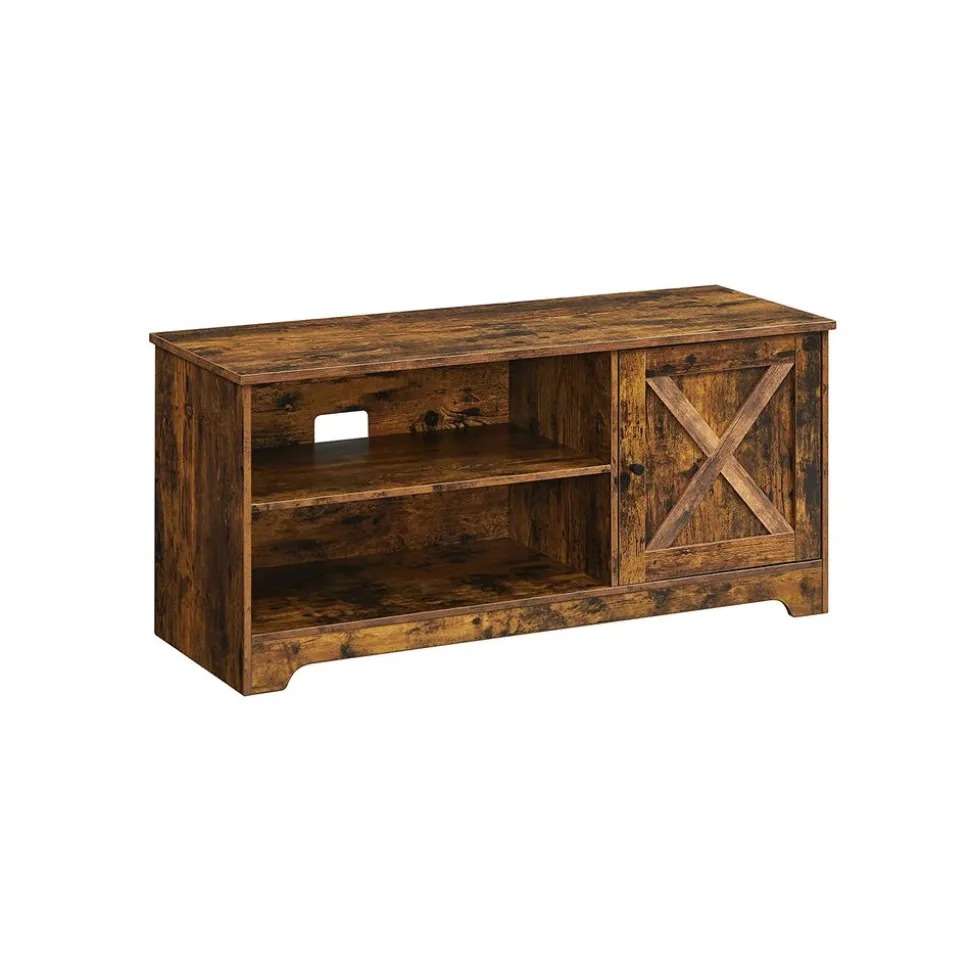 Hot SONGMICS Meuble télé façon grange Marron Rustique