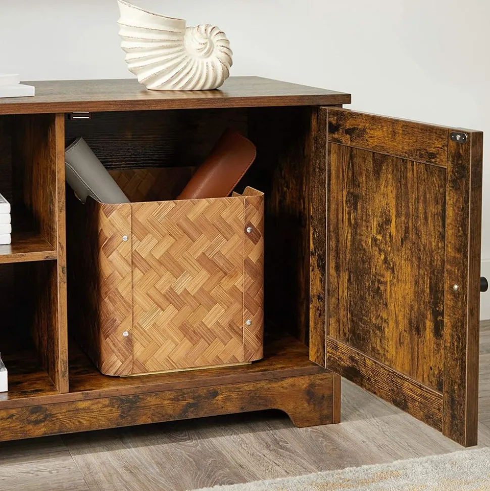 Hot SONGMICS Meuble télé façon grange Marron Rustique