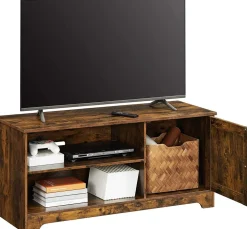 Hot SONGMICS Meuble télé façon grange Marron Rustique