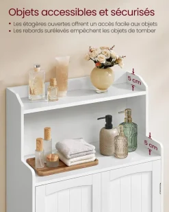 Store SONGMICS Meuble toilette 20 x 60 x 80 cm blanc nuage