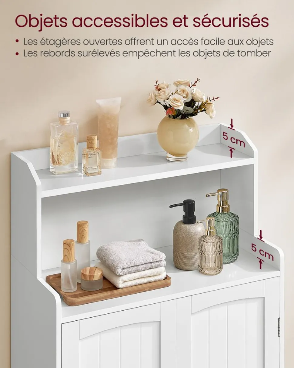 Store SONGMICS Meuble toilette 20 x 60 x 80 cm blanc nuage