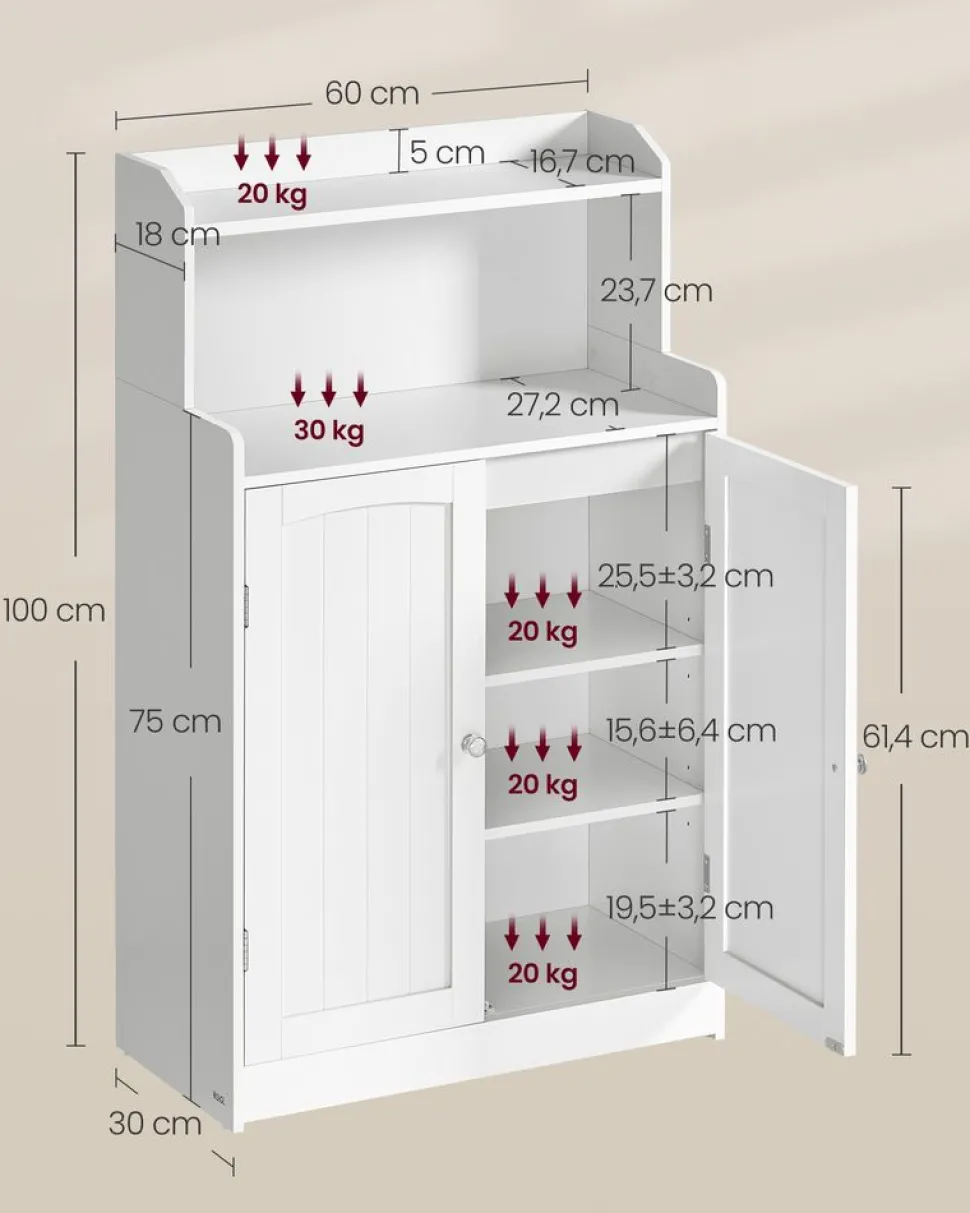 Store SONGMICS Meuble toilette 20 x 60 x 80 cm blanc nuage
