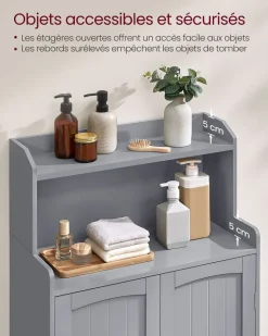 Store SONGMICS Meuble toilette 20 x 60 x 80 cm blanc nuage