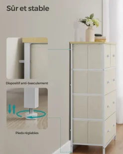 Outlet SONGMICS Meuble TV 2 portes rustique Marron Rustique