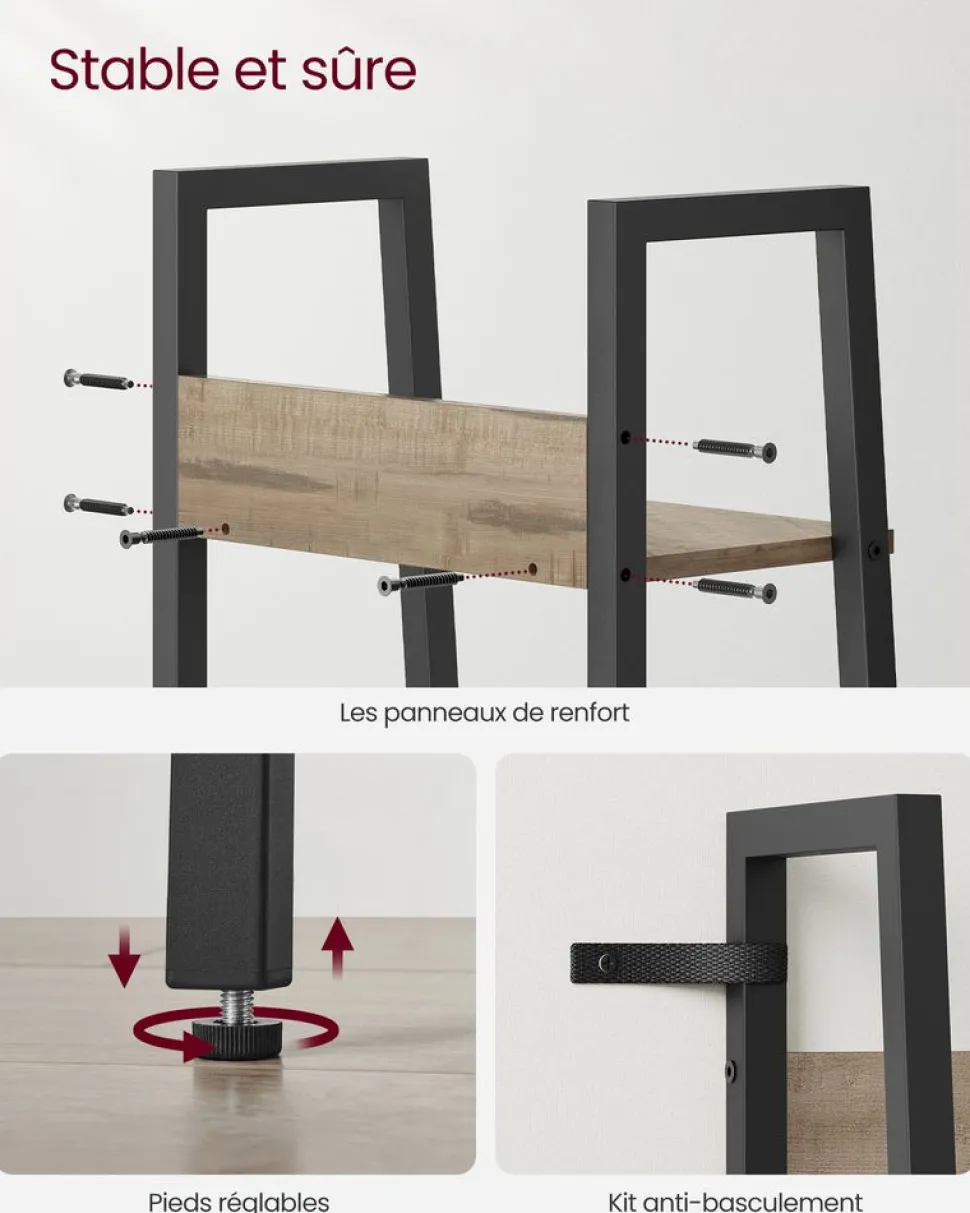 Cheap SONGMICS Meuble TV 3 tiroirs 3 étagères marron rustique et noir