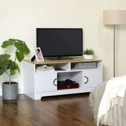 Cheap SONGMICS Meuble TV couleur boisée Blanc