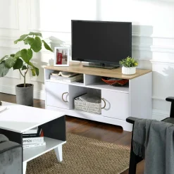 Cheap SONGMICS Meuble TV couleur boisée Blanc