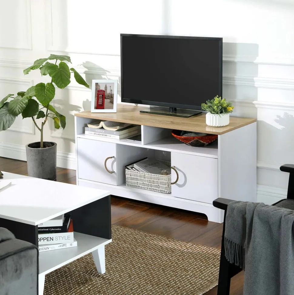 Cheap SONGMICS Meuble TV couleur boisée Blanc