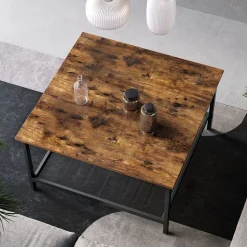 Discount SONGMICS Meuble TV design X Brun Vintage Noir