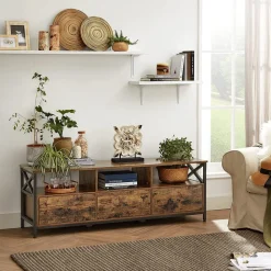 Cheap SONGMICS Meuble TV fermé industriel Brun Vintage Noir