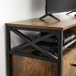 Cheap SONGMICS Meuble TV fermé industriel Brun Vintage Noir