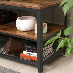 Hot SONGMICS Meuble TV grille Marron Rustique
