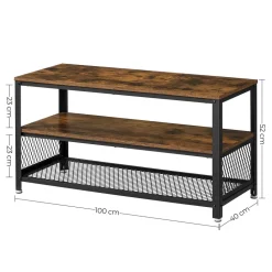 Hot SONGMICS Meuble TV grille Marron Rustique