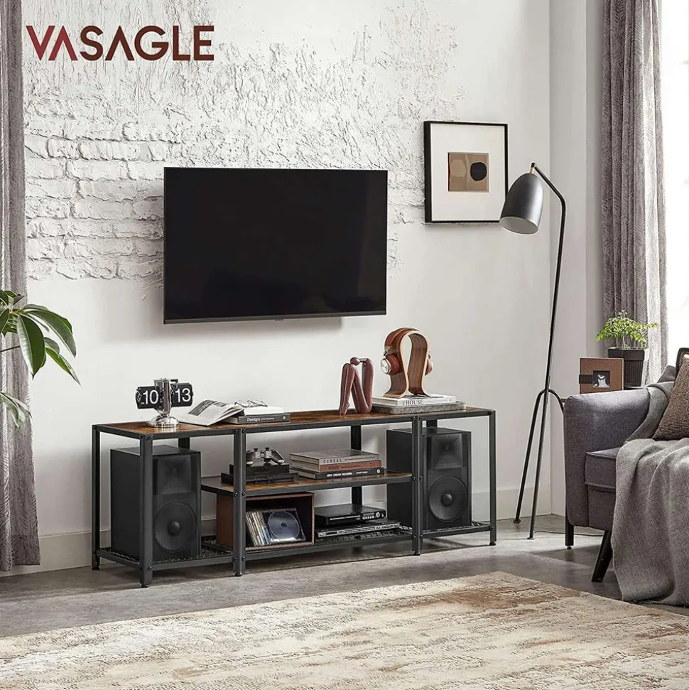 Clearance SONGMICS Meuble TV industriel Marron Rustique + Noir