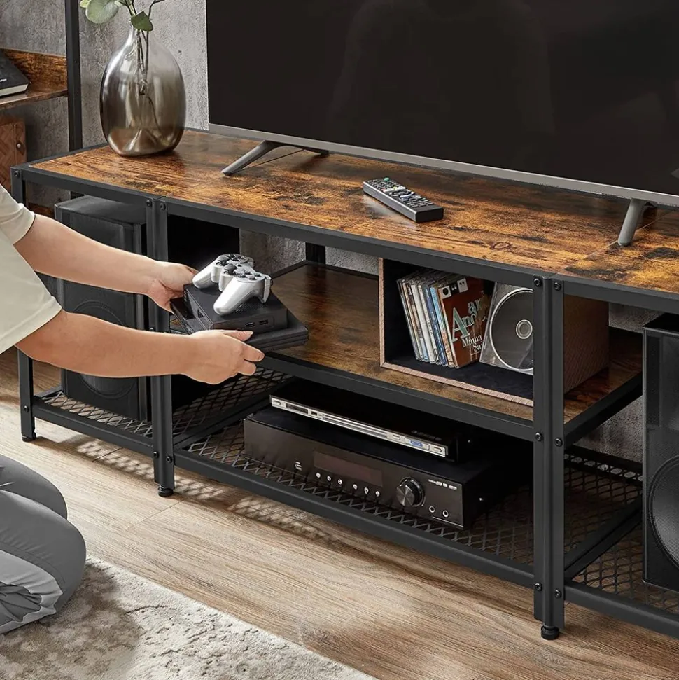 Clearance SONGMICS Meuble TV industriel Marron Rustique + Noir