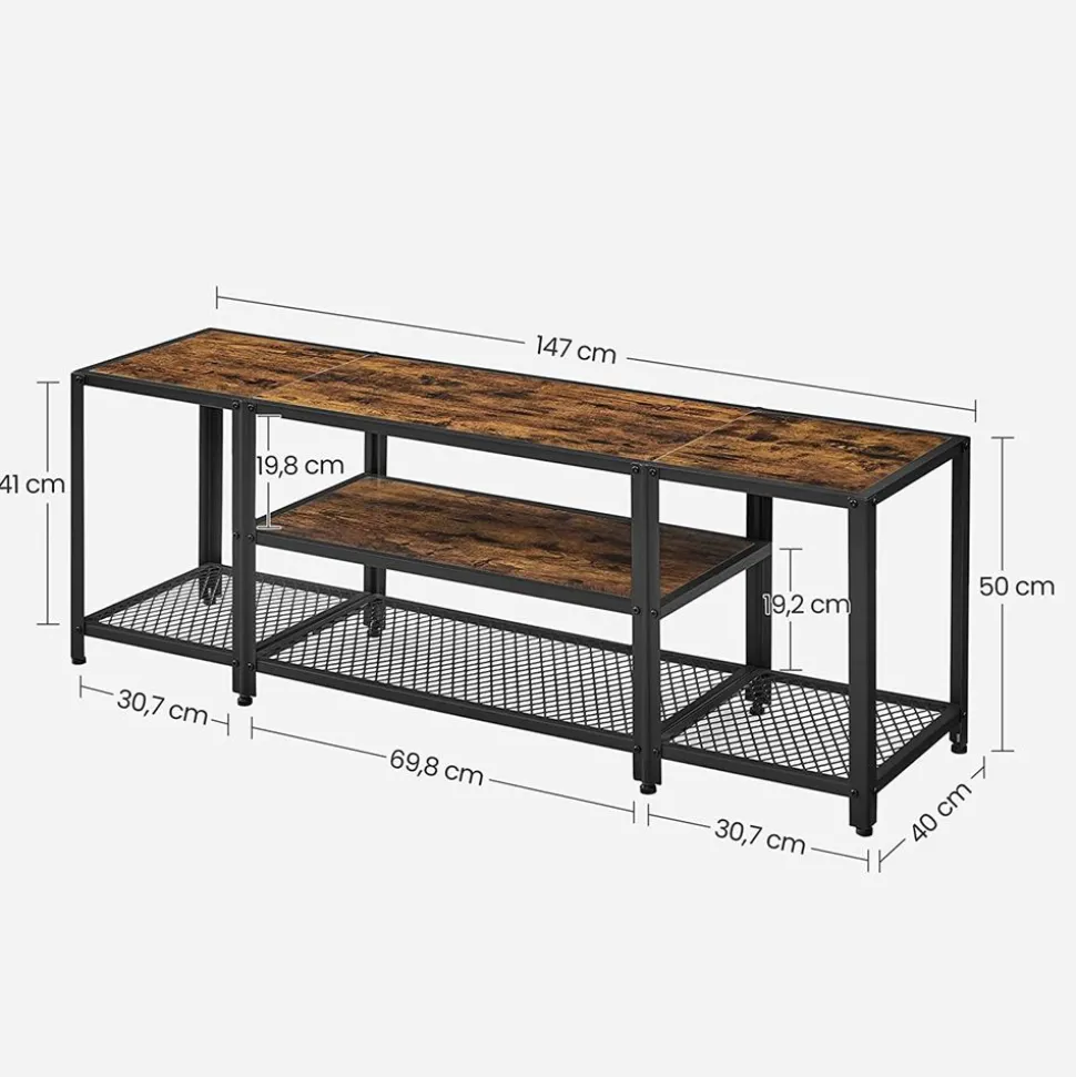 Clearance SONGMICS Meuble TV industriel Marron Rustique + Noir