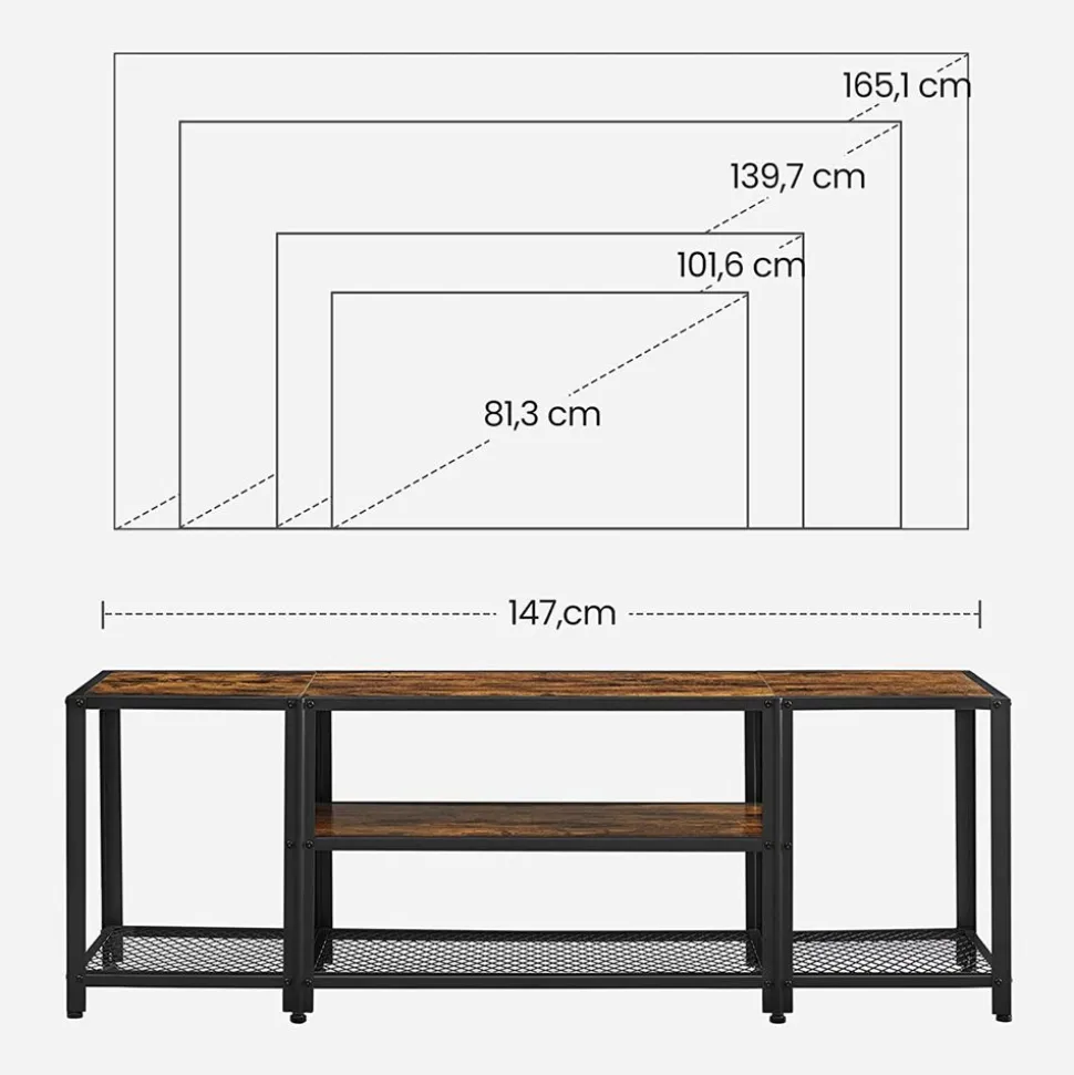 Clearance SONGMICS Meuble TV industriel Marron Rustique + Noir