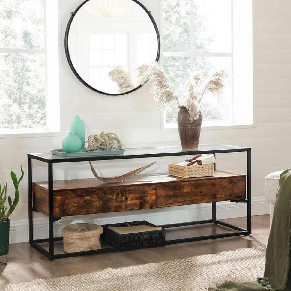 Hot SONGMICS Meuble TV jusqu’à 55 pouces Noir