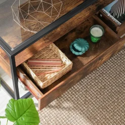 Hot SONGMICS Meuble TV jusqu’à 55 pouces Noir