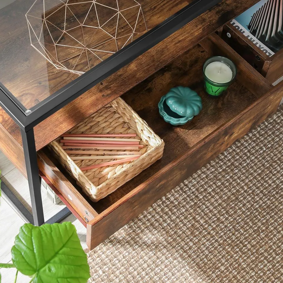 Hot SONGMICS Meuble TV jusqu’à 55 pouces Noir