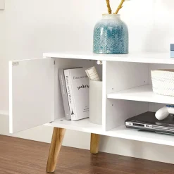 Hot SONGMICS Meuble TV scandinave Blanc