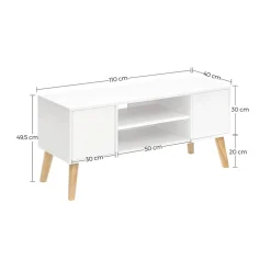 Hot SONGMICS Meuble TV scandinave Blanc
