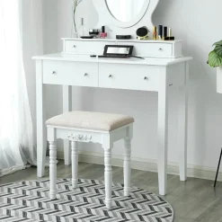 Clearance SONGMICS Miroir Mural avec LED et Serrure Surface Blanche + Doublure Grise Beige