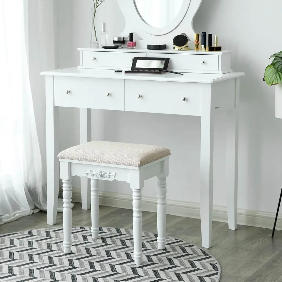 Clearance SONGMICS Miroir Mural avec LED et Serrure Surface Blanche + Doublure Grise Beige