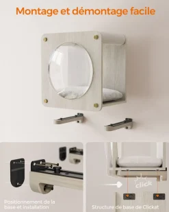 Sale SONGMICS Niche pour chat murale avec fenêtre d'observation Marron Avoine