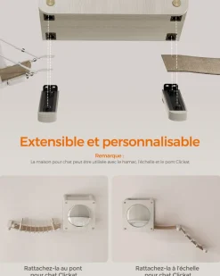 Sale SONGMICS Niche pour chat murale avec fenêtre d'observation Marron Avoine