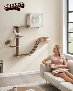 Online SONGMICS Oasis Enemble de 5 meubles pour chat muraux Marron Avoine + Marron Café