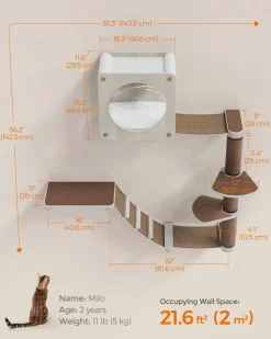 Online SONGMICS Oasis Enemble de 5 meubles pour chat muraux Marron Avoine + Marron Café