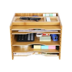 Discount SONGMICS Organisateur bureau bambou Naturel