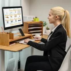 Discount SONGMICS Organisateur bureau bambou Naturel