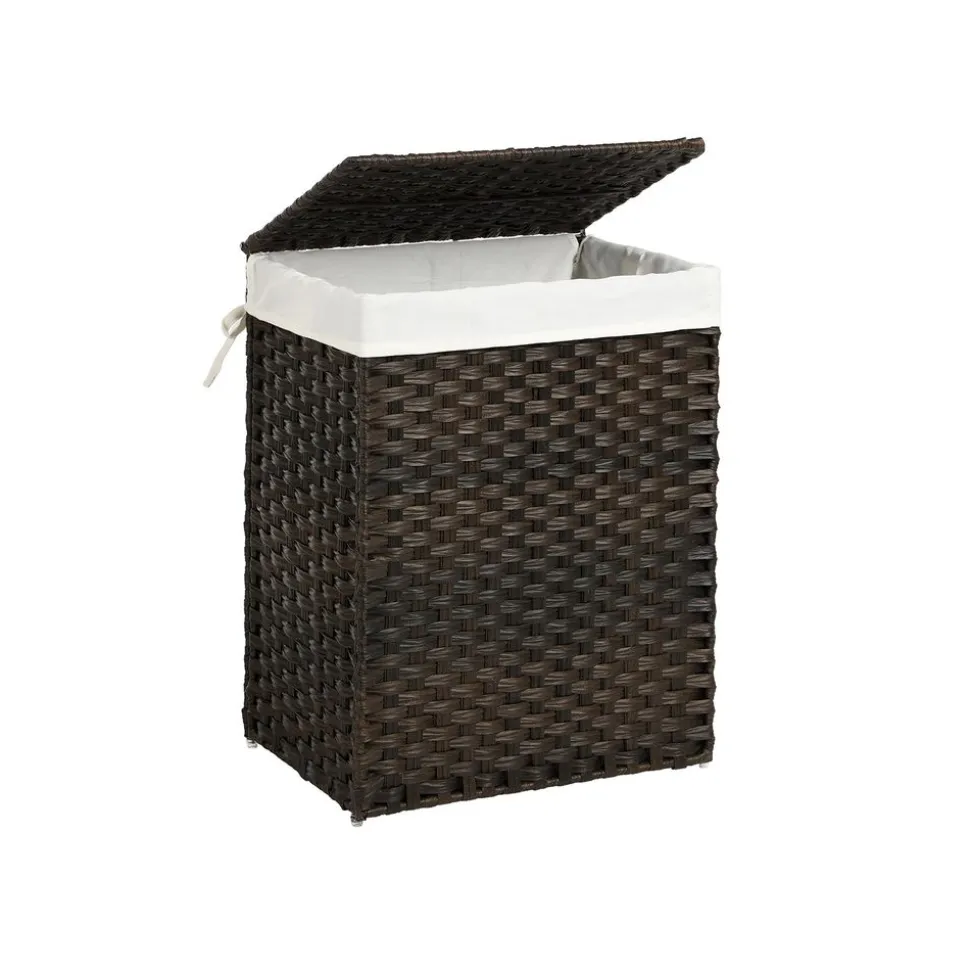 Clearance SONGMICS Panier à linge 2 bacs marron