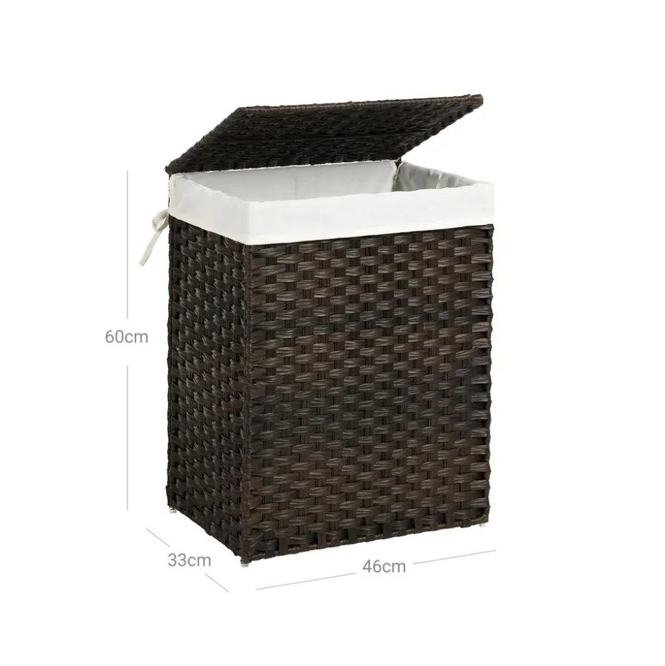 Clearance SONGMICS Panier à linge 2 bacs marron