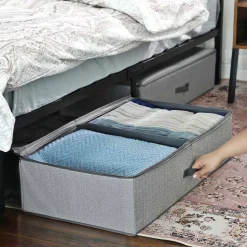 Fashion SONGMICS Panier à linge avec roulettes 110L noir et argent