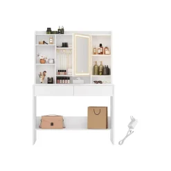 New SONGMICS Panier à linge double avec étagère grège mélangé et gris ardoise